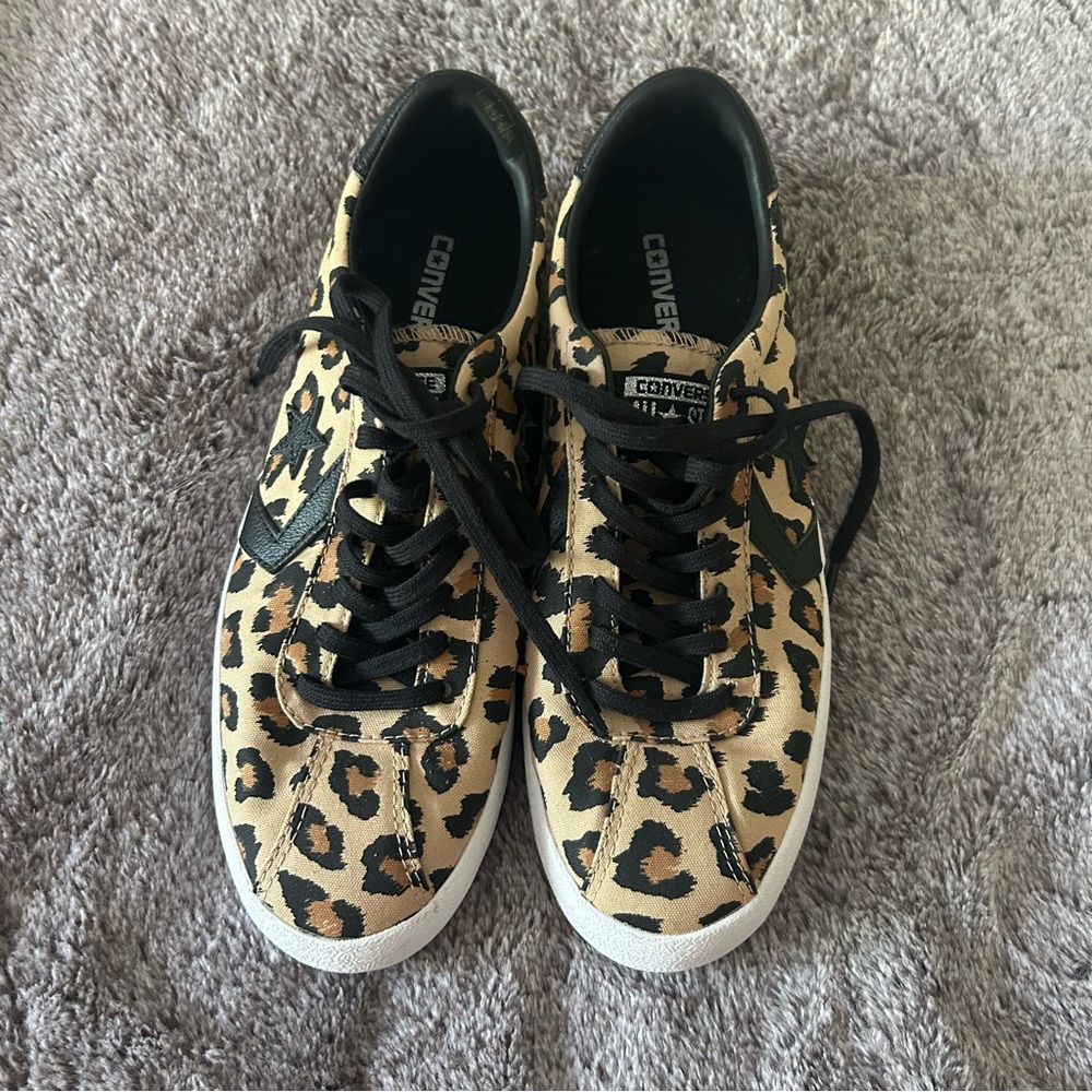 Converse Tan and Black Leopard Sneakers